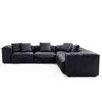 Canapé d'angle modulaire Cube en cuir véritable marron