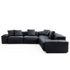 Canapé d'angle modulaire Cube en cuir véritable noir