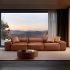 Canapé modulaire Cube en cuir véritable noir