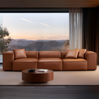 Canapé modulaire Cube en cuir véritable noir