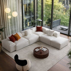 Canapé modulable Freedom en L et pouf kaki