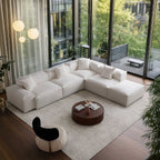 Canapé modulable blanc en L et pouf Freedom