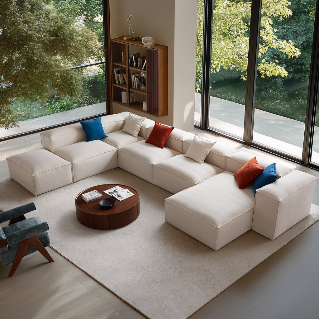 Canapé sectionnel modulaire Freedom kaki à extrémité ouverte