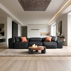 Canapé modulaire Cube en cuir véritable noir