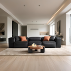 Canapé modulaire Cube en cuir véritable noir