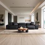 Canapé modulaire Cube en cuir véritable noir