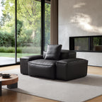 Fauteuil modulaire Cube en cuir véritable noir