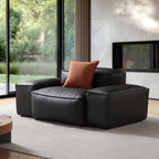 Fauteuil modulaire Cube en cuir véritable noir