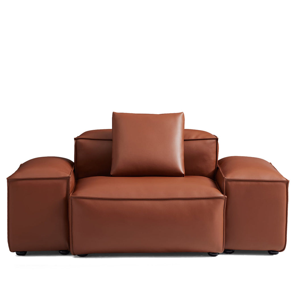 Fauteuil modulaire Cube en cuir véritable marron