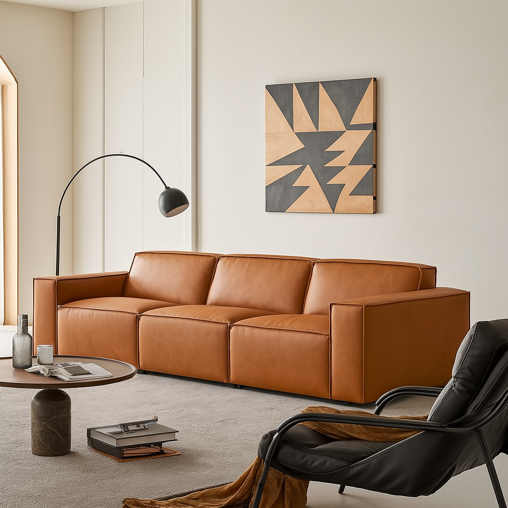 Canapé Kendall en cuir pleine fleur italien