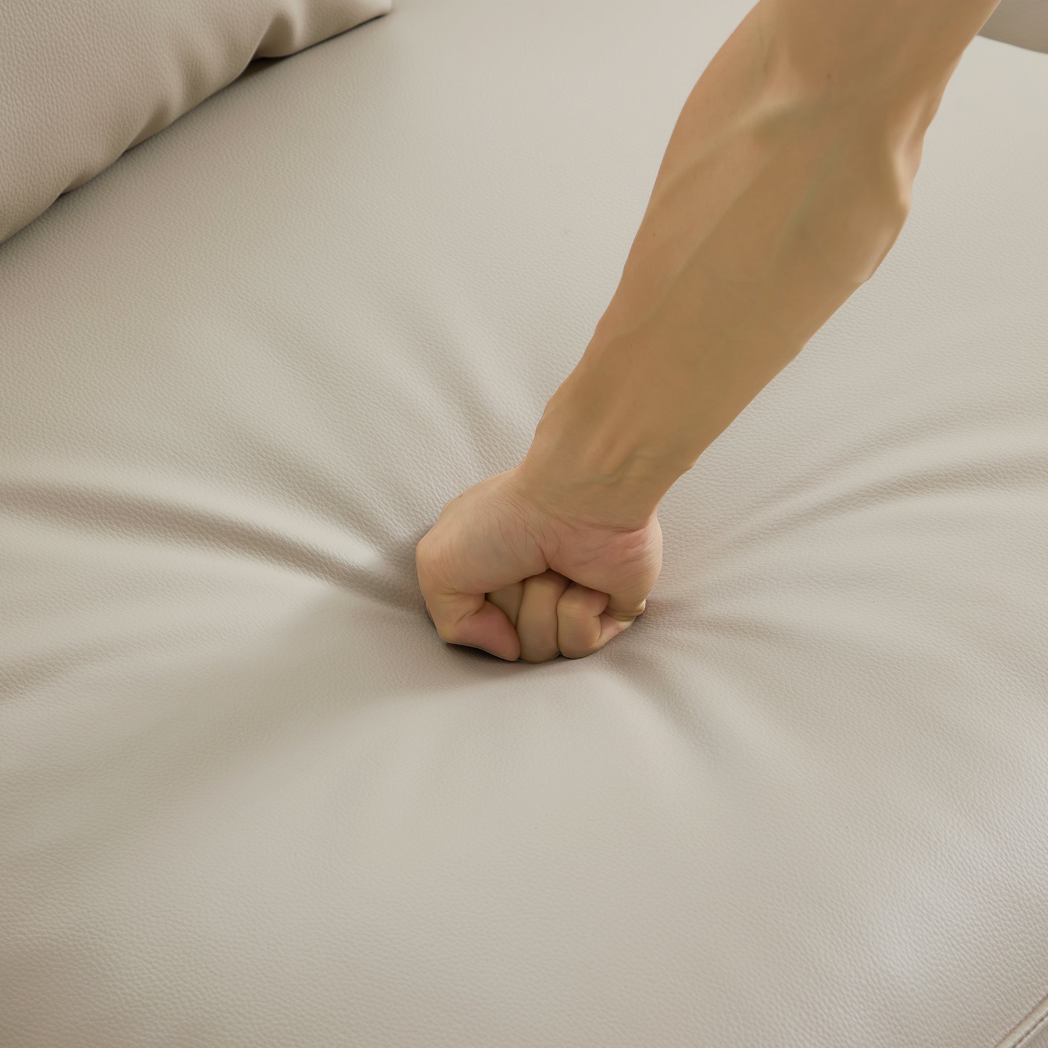 Canapé d'angle modulaire en cuir kaki Domus