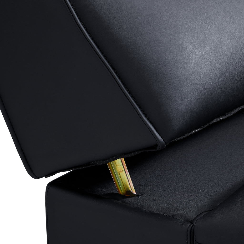 Canapé modulaire en cuir à dossier haut et pouf Domus