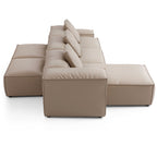 Canapé d'angle double face modulaire en cuir véritable kaki Cube