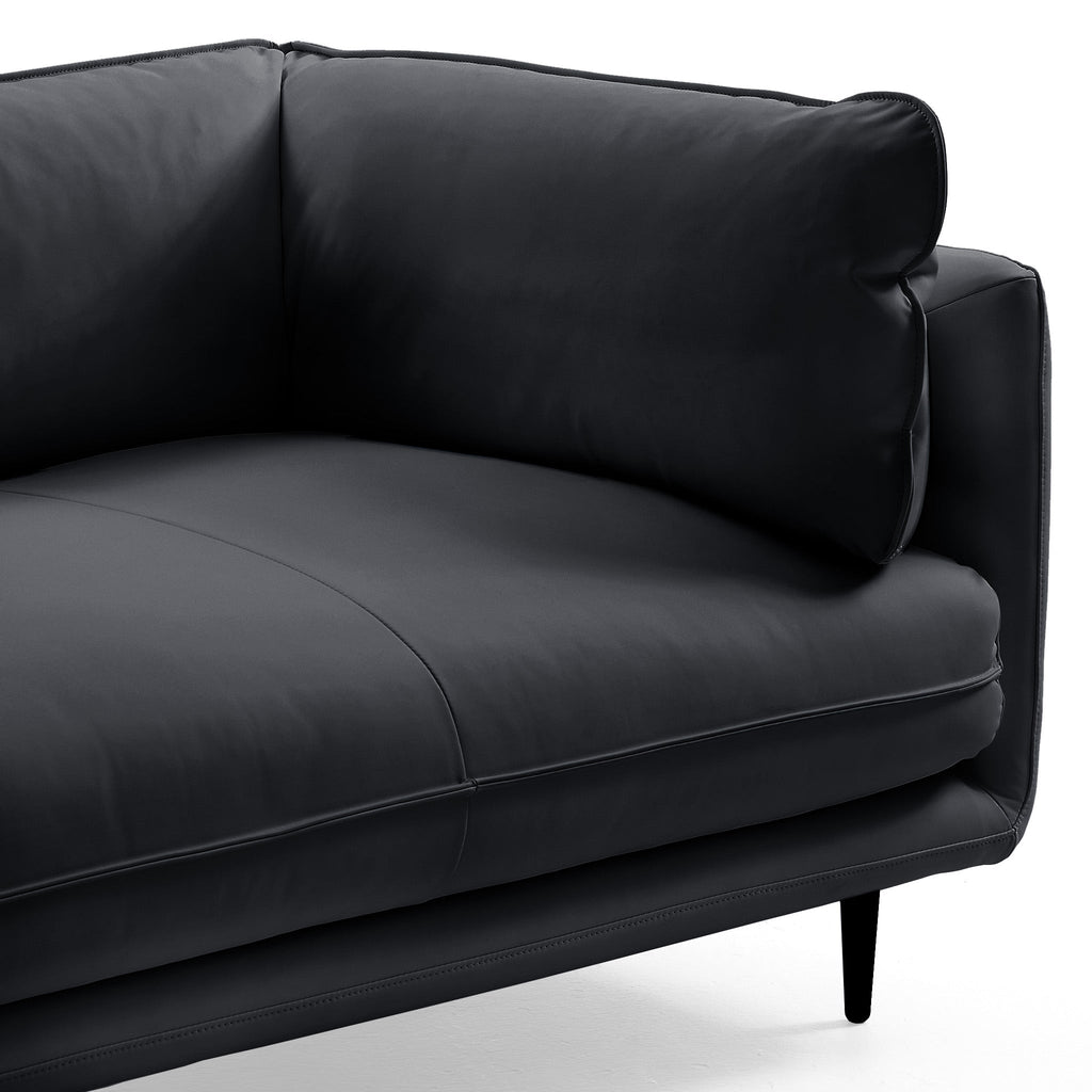 Canapé d'angle en U en cuir noir vanille