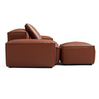 Canapé modulaire Cube en cuir véritable marron avec pouf