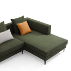 Canapé sectionnel en tissu vert Jungle en forme de L avec méridienne