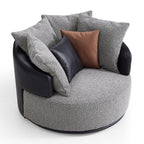 Fauteuil pivotant Luna en tissu bouclé gris clair
