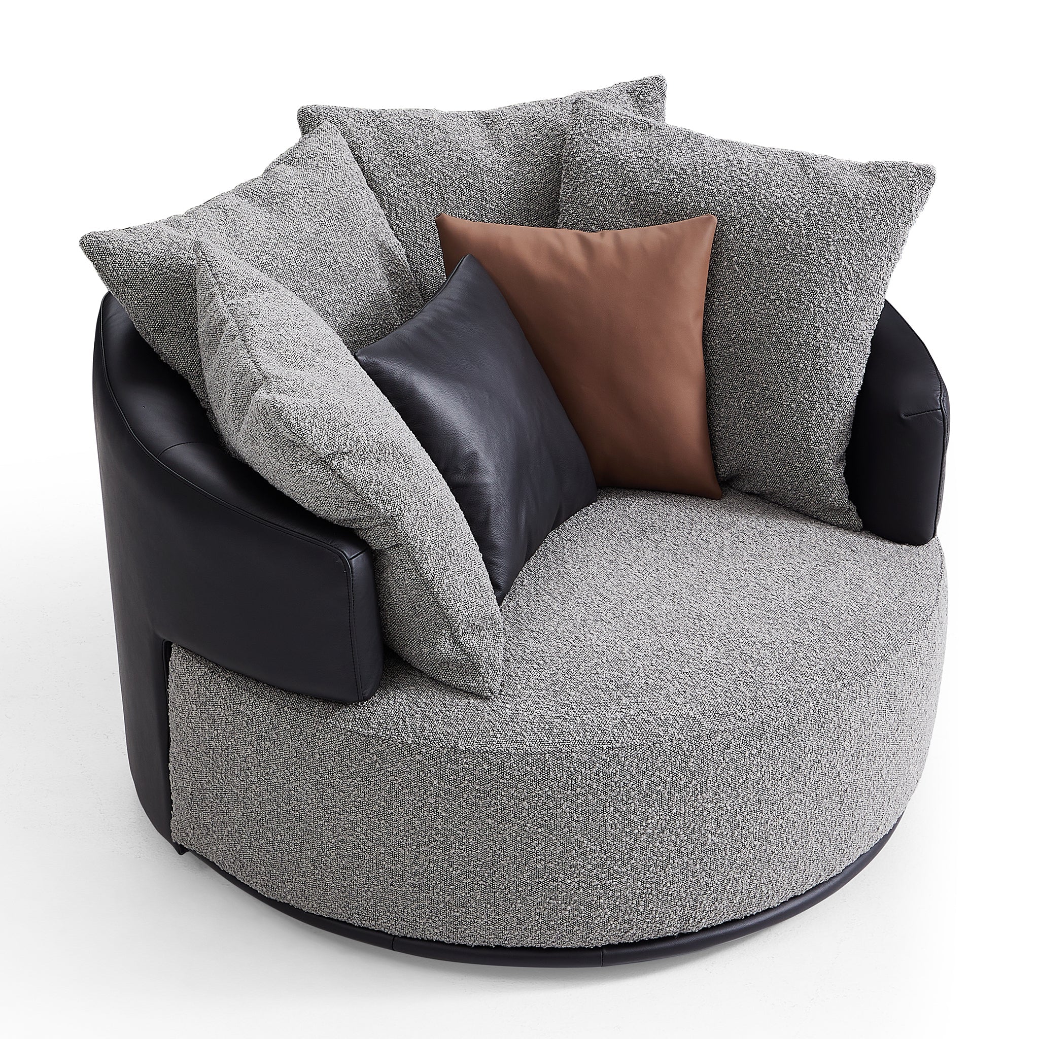 Fauteuil pivotant Luna en tissu bouclé gris clair