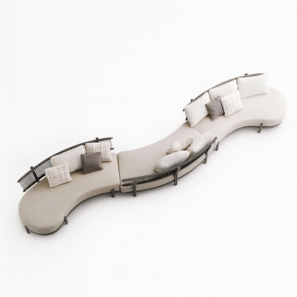 Ensemble de canapés sectionnels en osier incurvé pour l'extérieur Maui