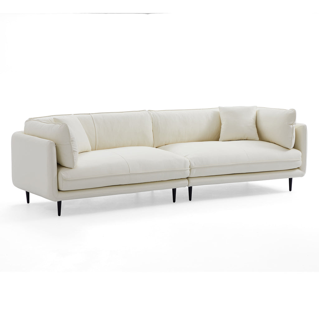 Canapé en cuir blanc vanille