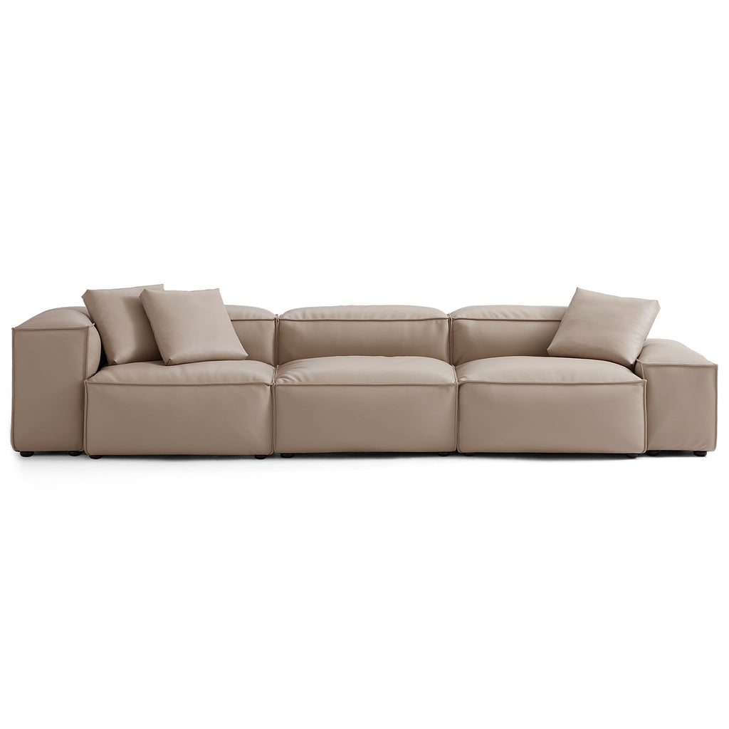 Canapé modulaire Cube en cuir véritable marron