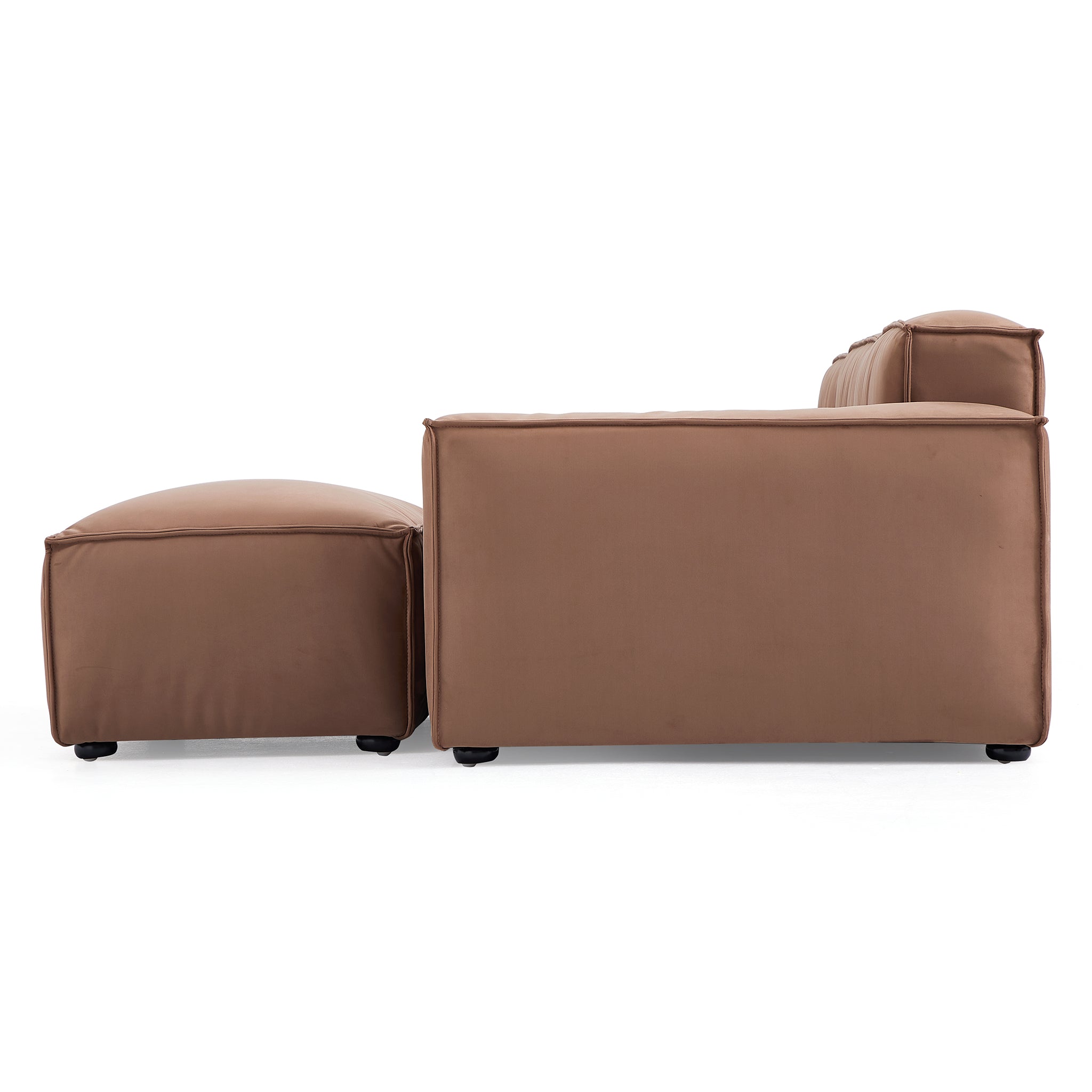 Canapé et pouf de luxe en tissu marron minimaliste