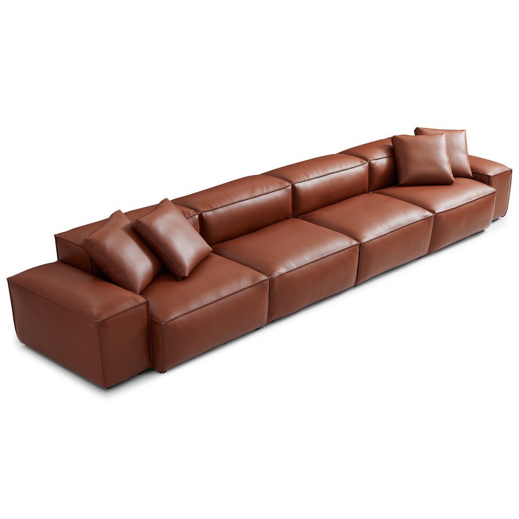 Canapé modulaire Cube en cuir véritable noir