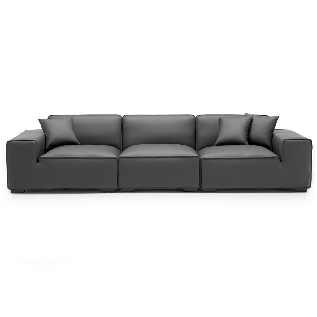 Ensemble de canapés modulaires en cuir gris foncé Domus