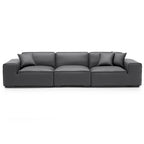 Ensemble de canapés modulaires en cuir gris foncé Domus