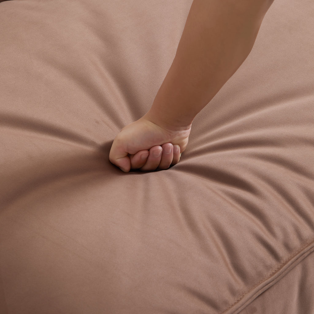 Canapé sectionnel et pouf de luxe minimaliste en tissu marron