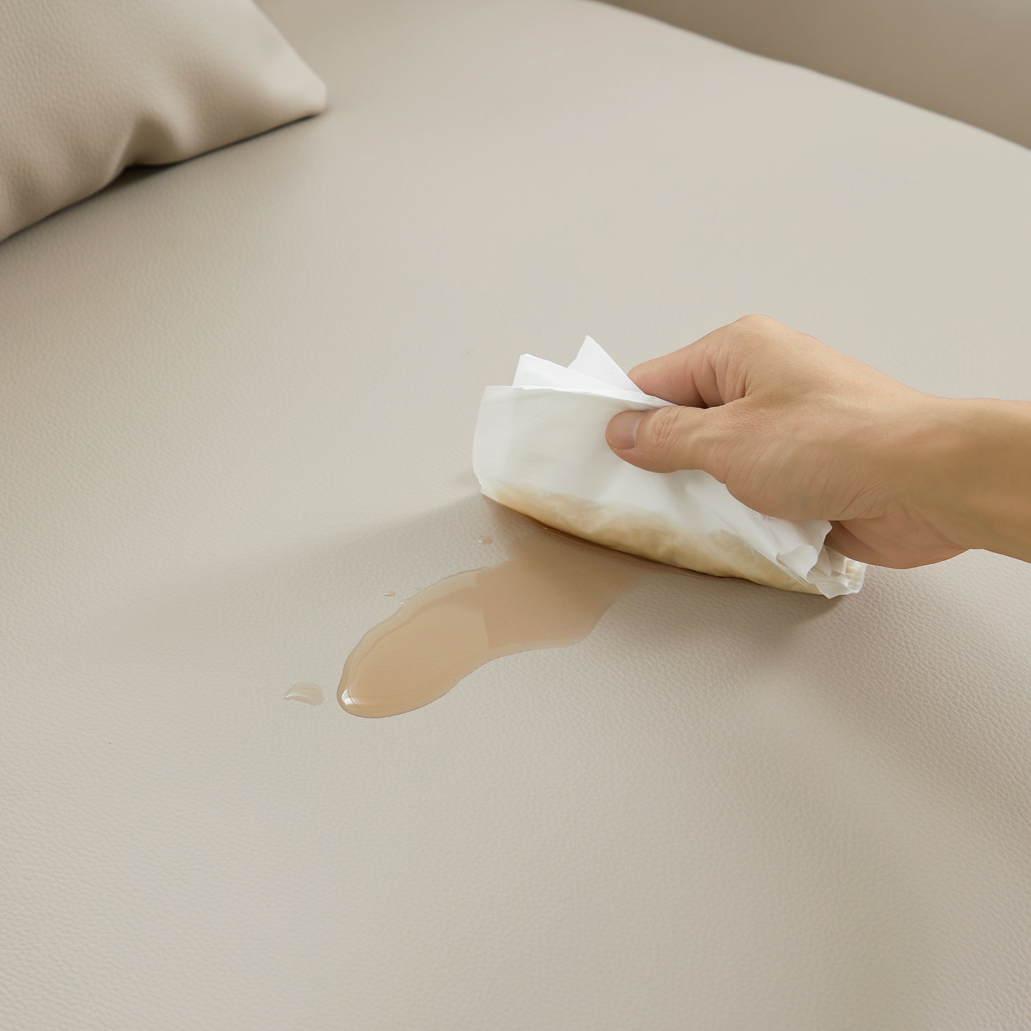 Canapé d'angle modulaire en cuir kaki Domus