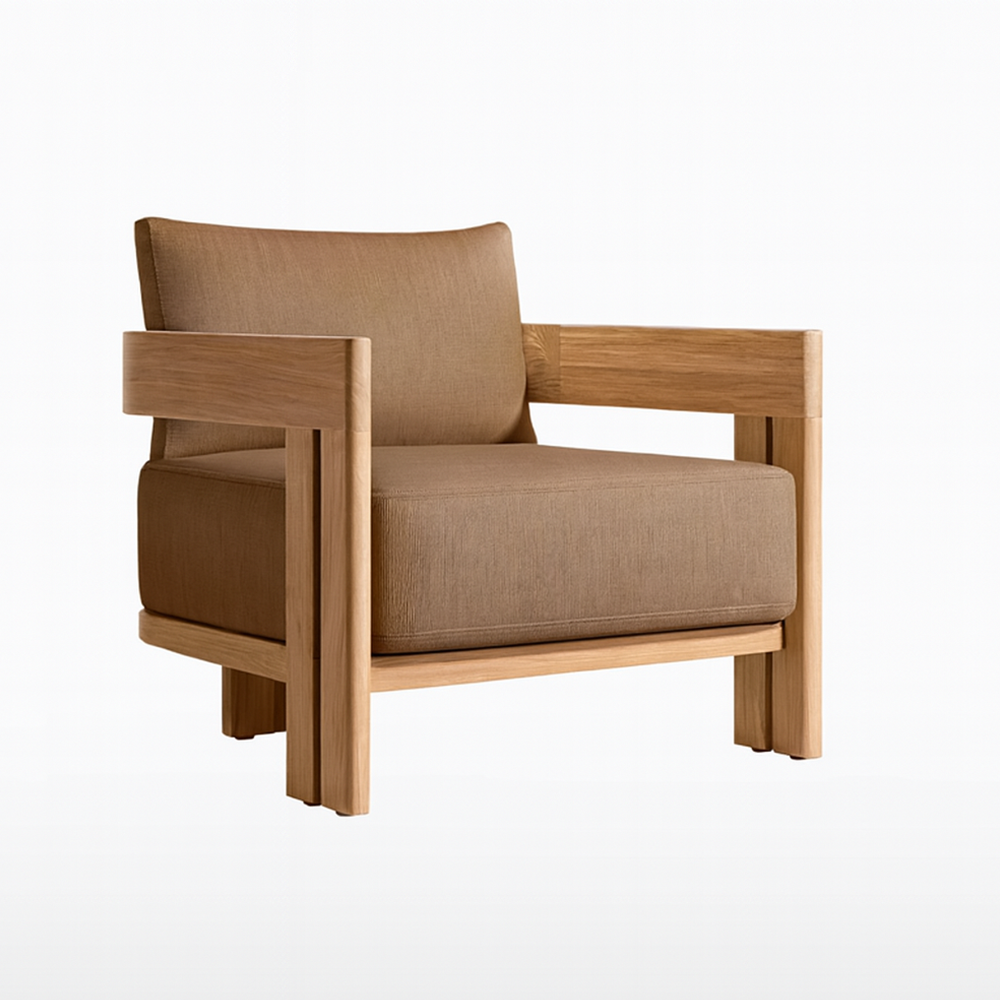 Ensemble de discussion d'extérieur Camryn avec coussins, teck/café