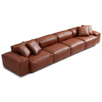 Canapé modulaire Cube en cuir véritable marron