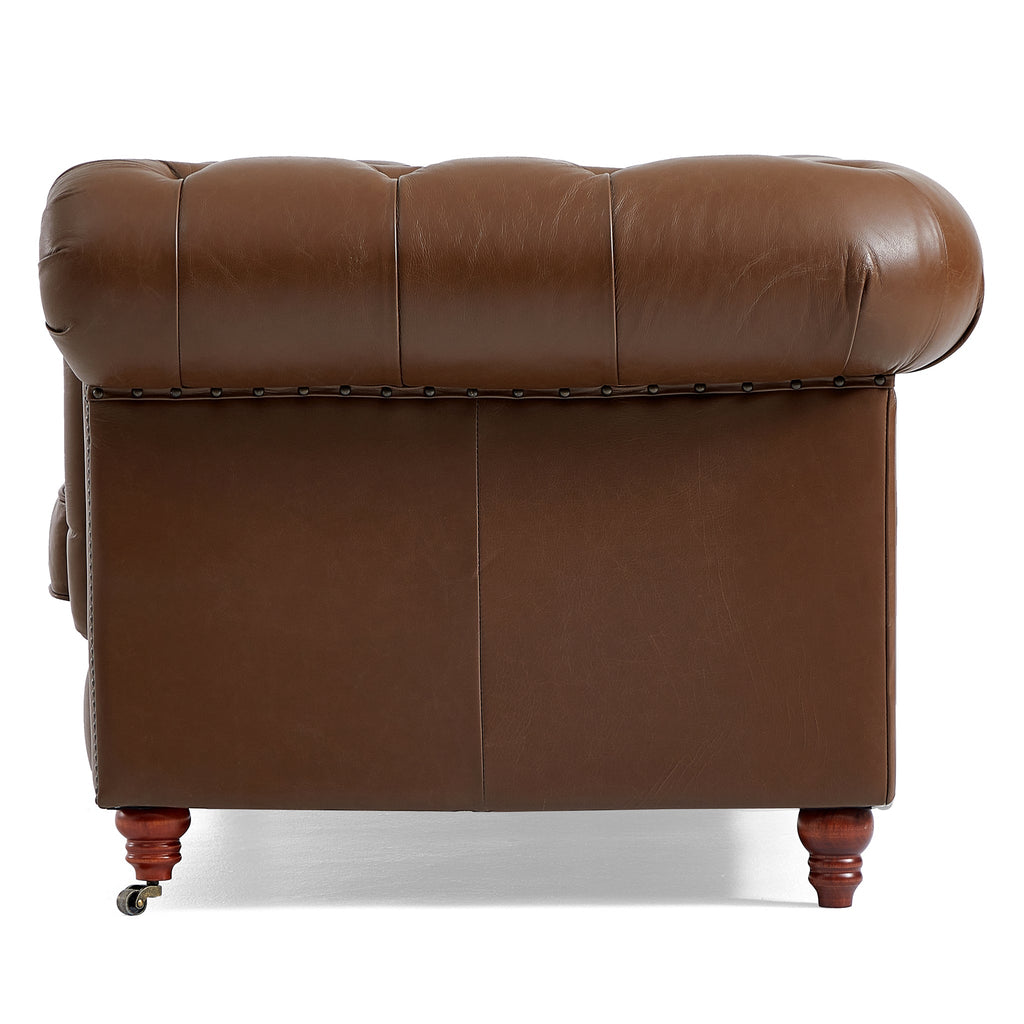 Canapé capitonné en cuir pleine fleur marron Durango Chesterfield