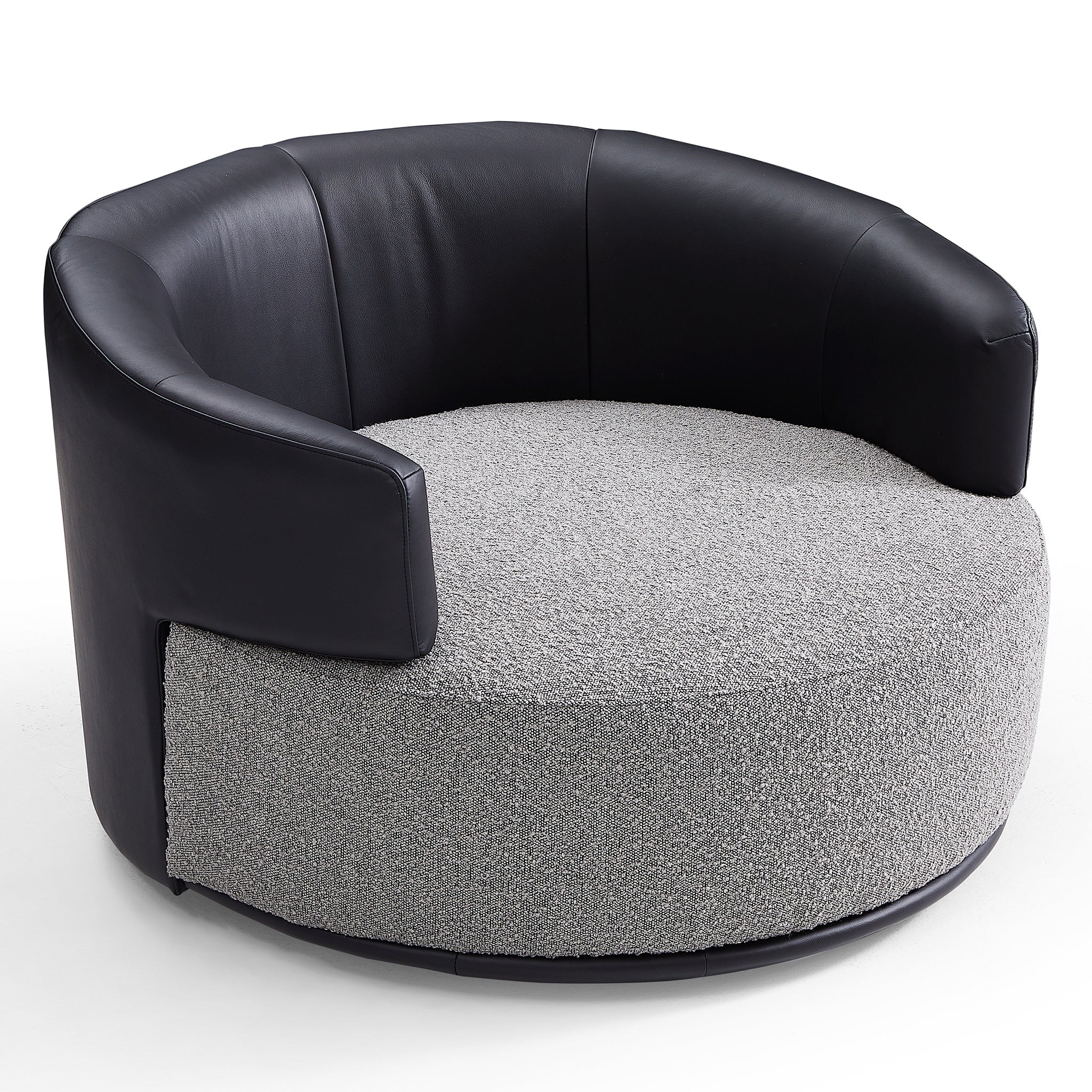 Fauteuil pivotant Luna en tissu bouclé gris clair