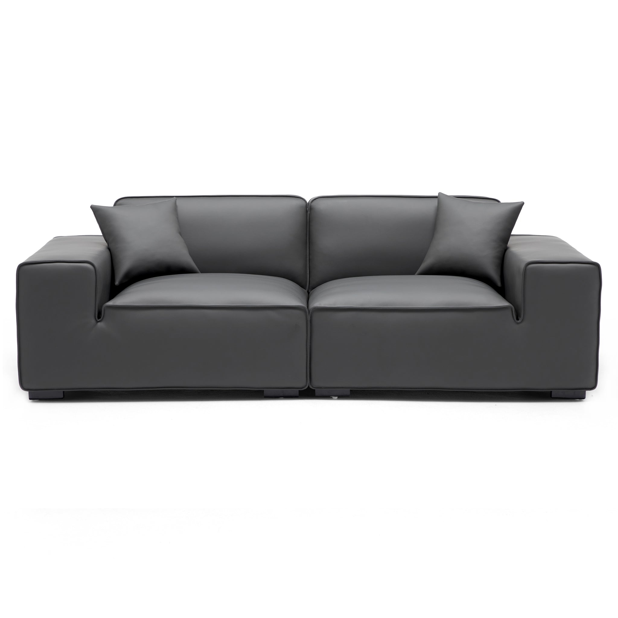 Ensemble de canapés modulaires en cuir gris foncé Domus