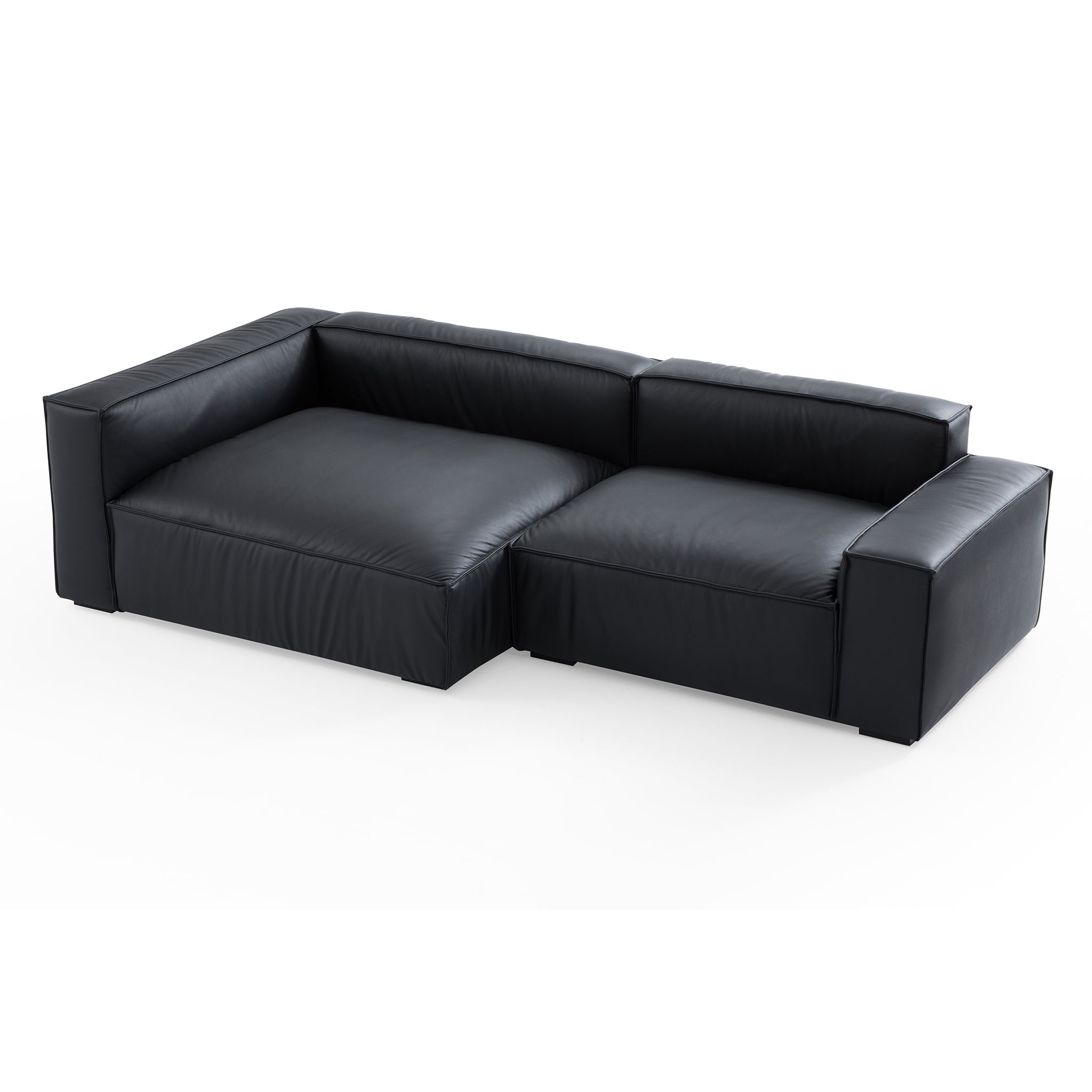 Canapé d'angle minimaliste de luxe en cuir marron foncé