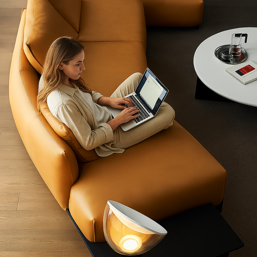 Canapé d'angle en cuir vintage Amber