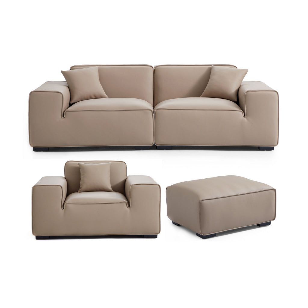 Ensemble de canapés modulaires en cuir kaki Domus