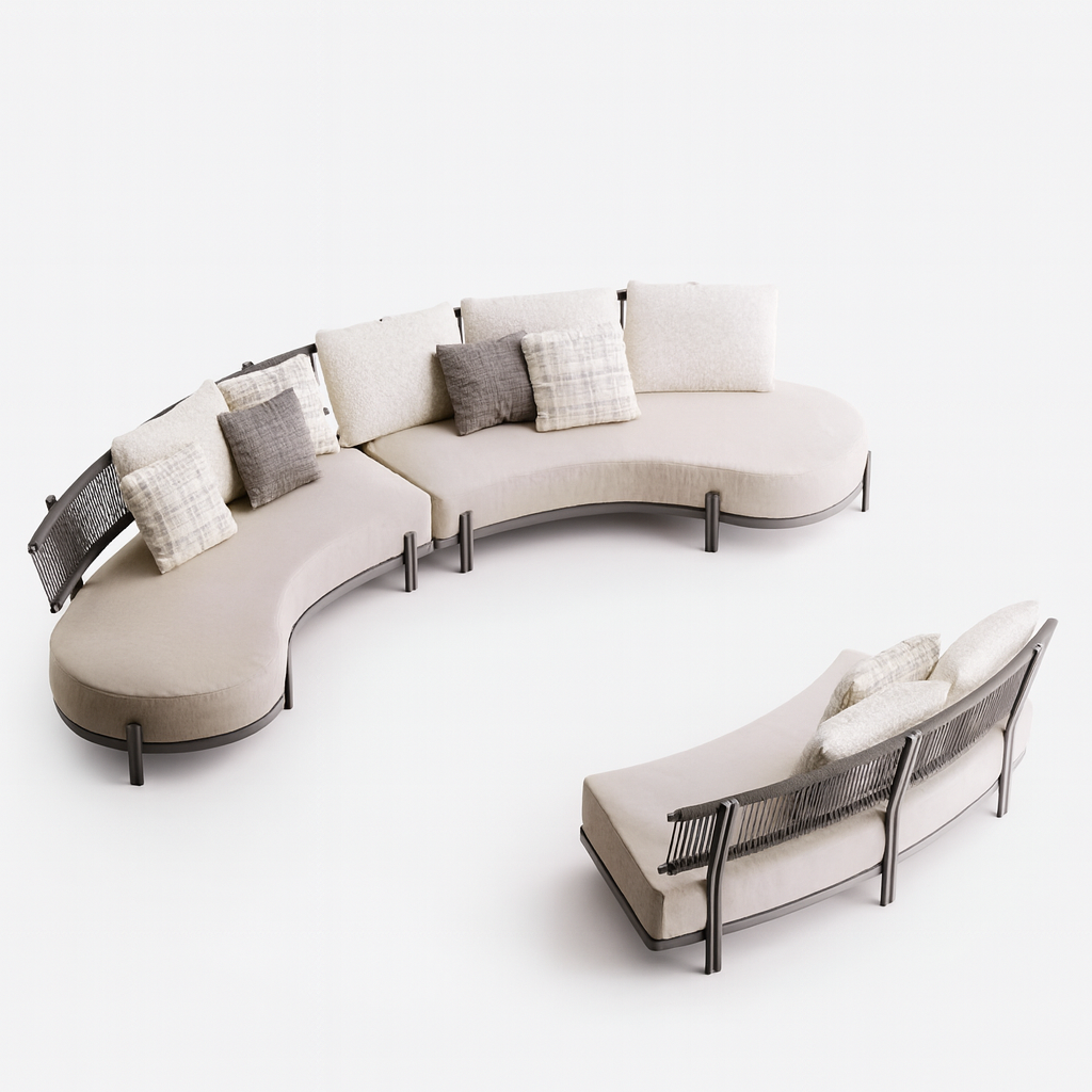 Ensemble de canapés sectionnels en osier incurvé pour l'extérieur Maui