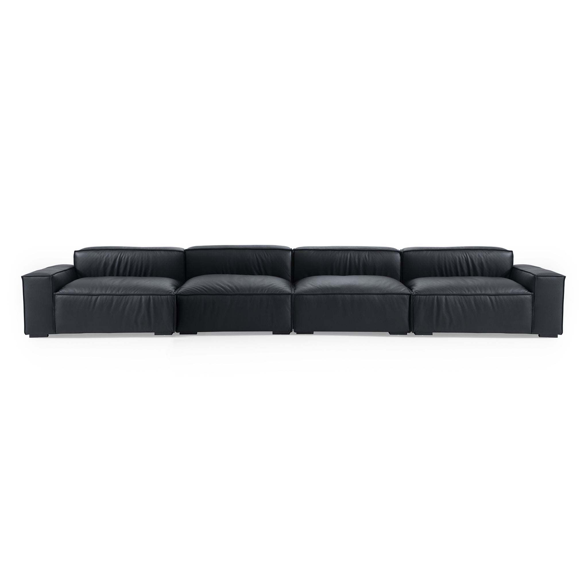 Canapé de luxe minimaliste en cuir noir