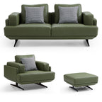 Ensemble de canapés en cuir véritable pleine fleur Olivia Green