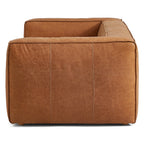 Canapé smoking en cuir véritable beige rouille