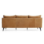 Canapé à dossier droit en cuir véritable couleur cognac