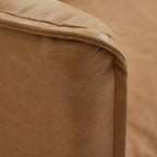 Canapé à dossier droit en cuir véritable couleur cognac