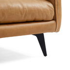 Canapé à dossier droit en cuir véritable couleur cognac