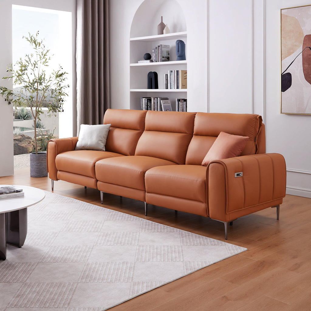 Canapé-lit inclinable électrique en cuir Louis