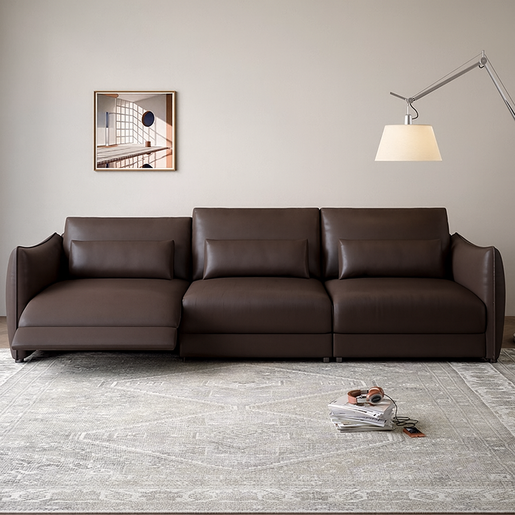 Canapé inclinable électrique Ashby en cuir pleine fleur