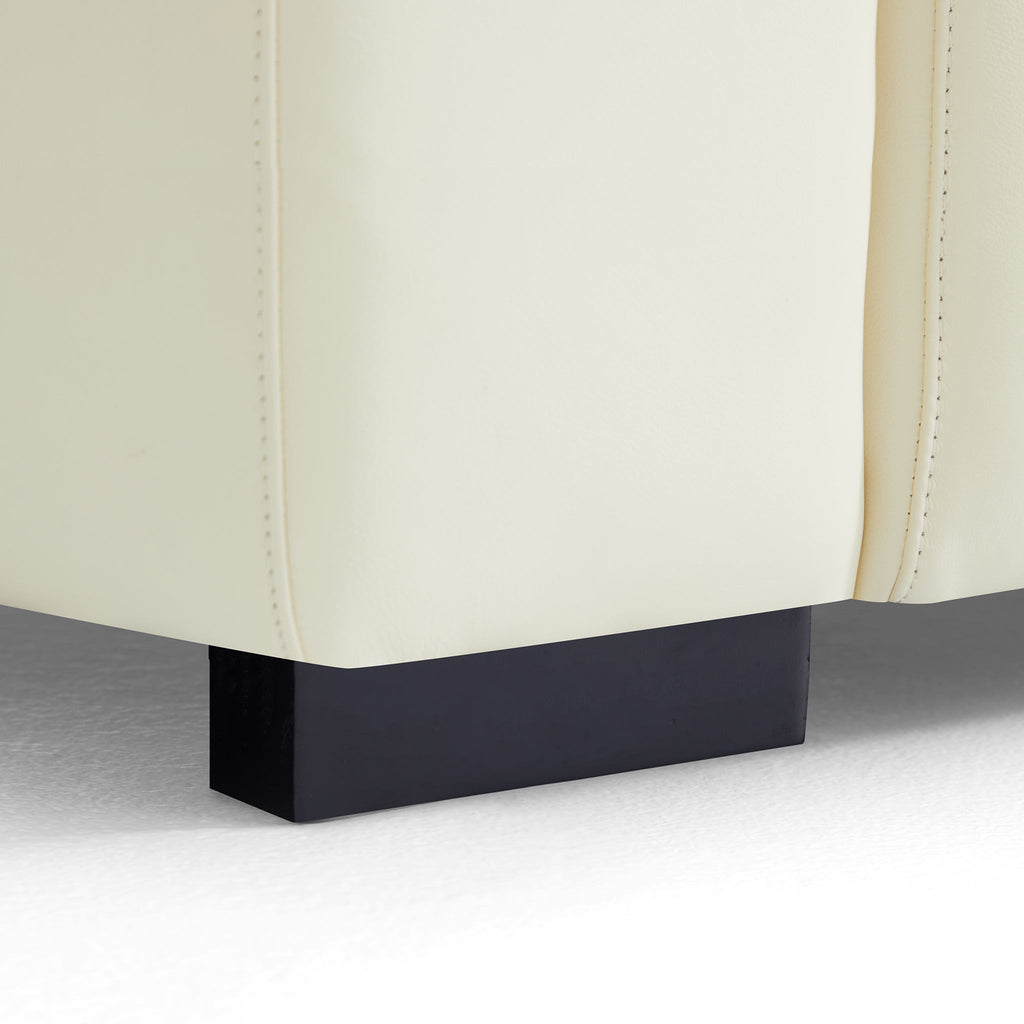 Canapé en cuir beige piano avec table basse