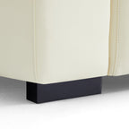 Canapé en cuir beige piano avec table basse